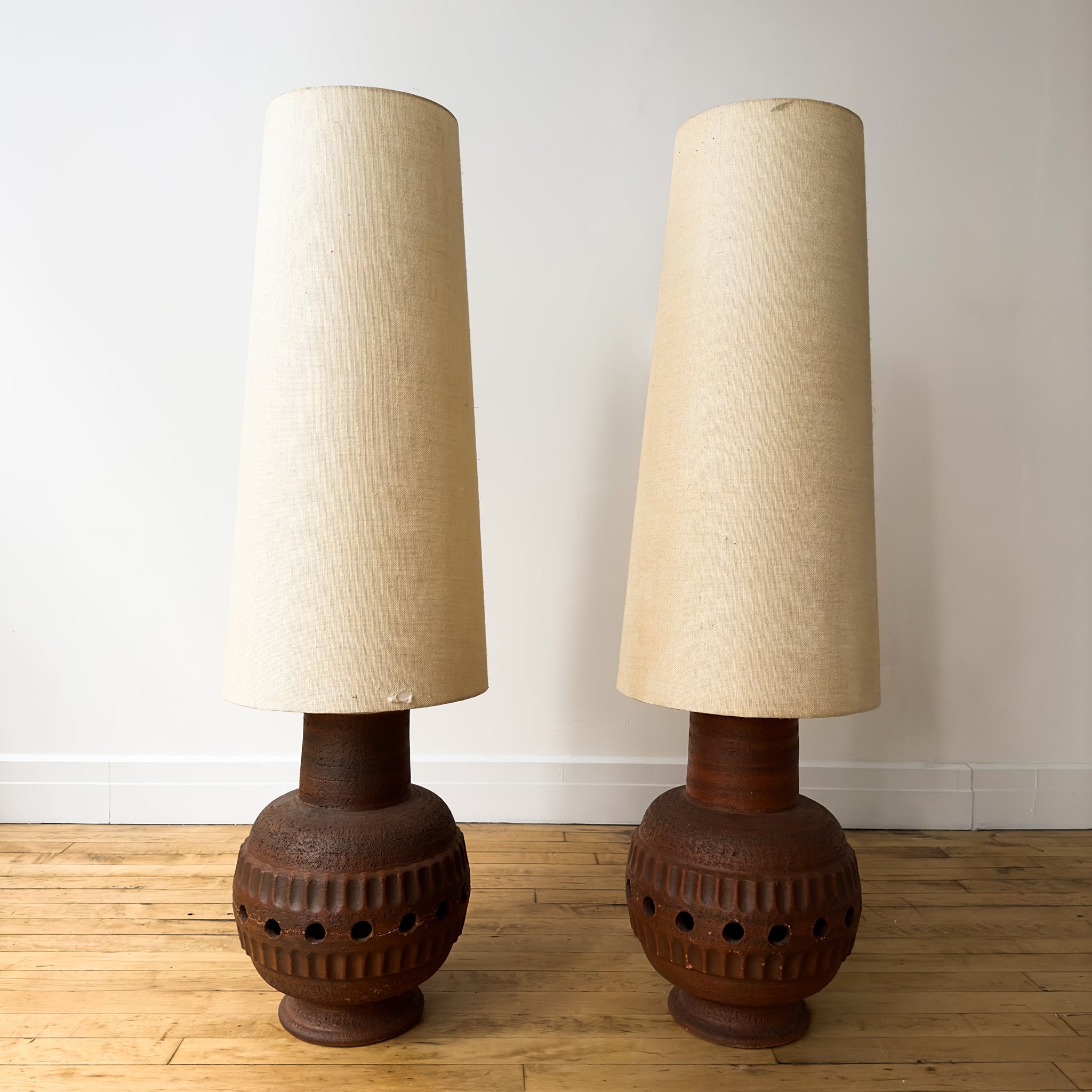 Monumental Ceramic Table Lamps, Pair