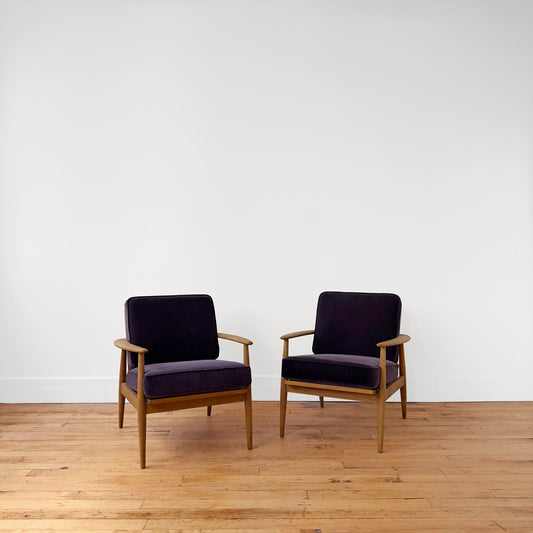 Grete Jalk-style Oak Armchairs, Pair