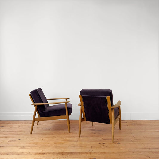 Grete Jalk-style Oak Armchairs, Pair