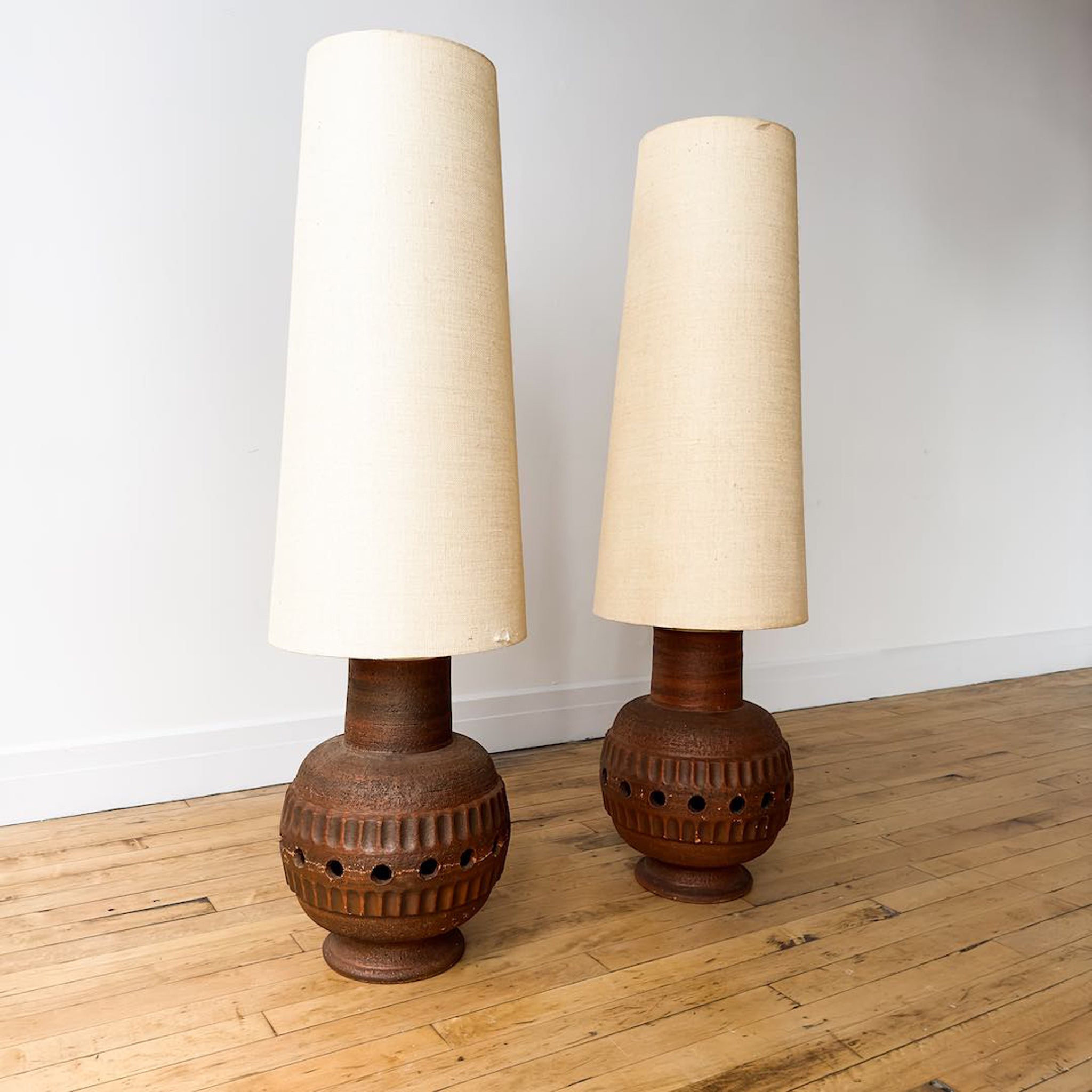 Monumental Ceramic Table Lamps, Pair