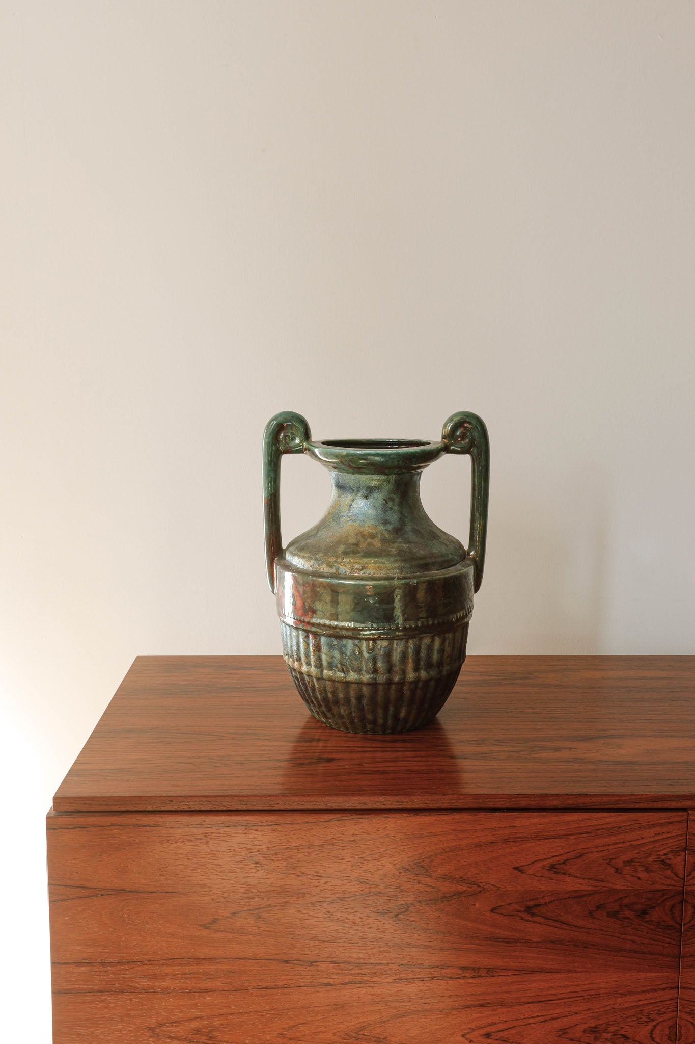 Pair of William K. Turner Lustre Raku Iridescent Glaze Urns