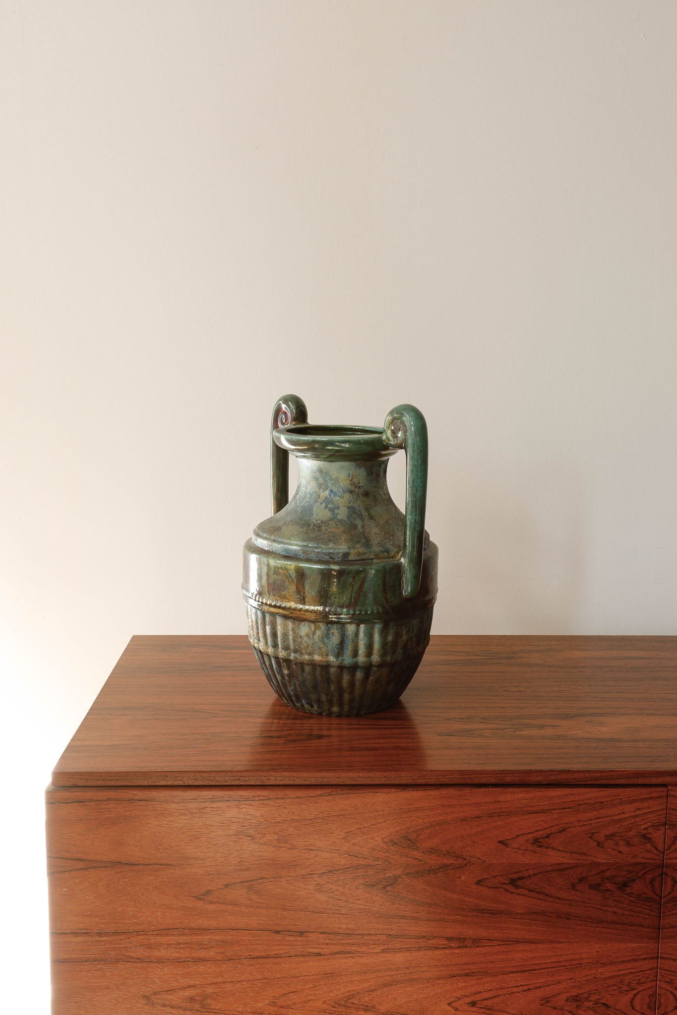 Pair of William K. Turner Lustre Raku Iridescent Glaze Urns