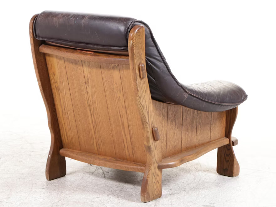 Brutalist leather armchair