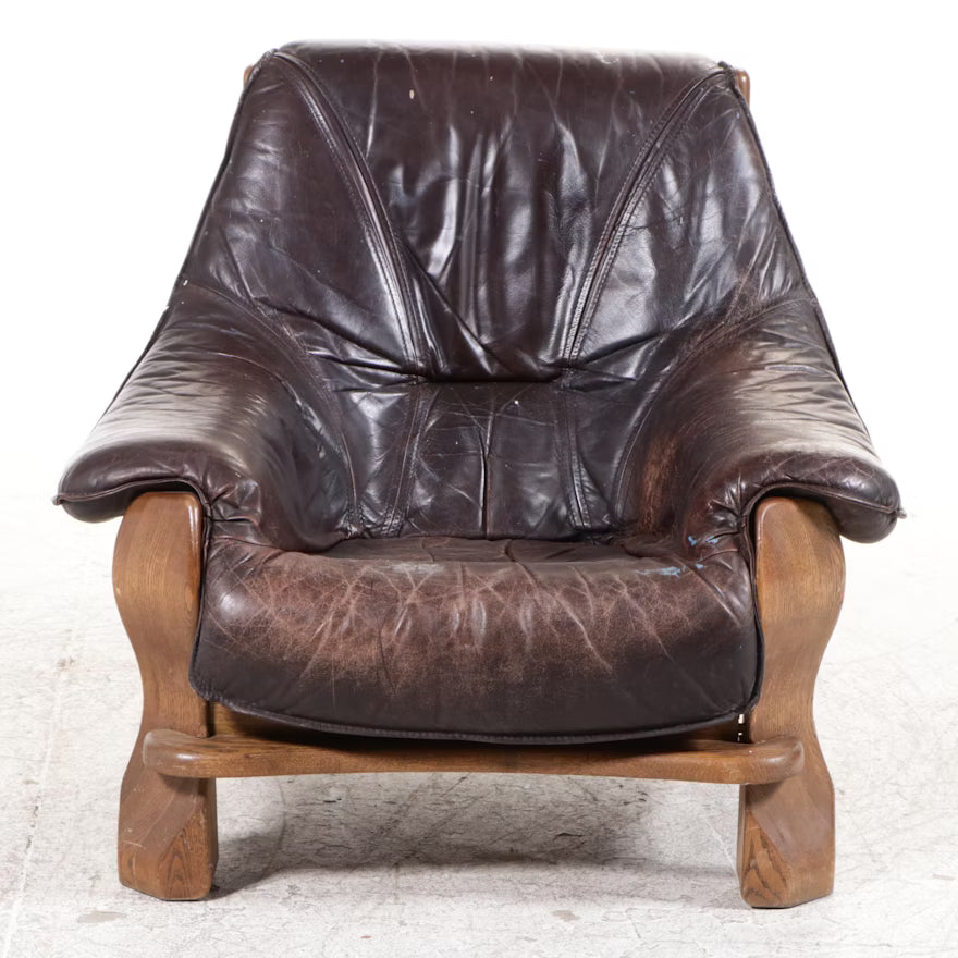 Brutalist leather armchair