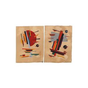 Russian Suprematist Gouache Paintings, A Pair